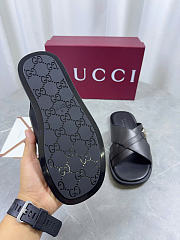 Kitlife Gucci Men's Black Interlocking G Leather Slides - 2