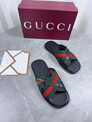Kitlife Gucci Men Web Sandals with Interlocking GG Green & Red - 3