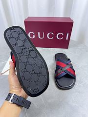 Kitlife Gucci Men Web Sandals with Interlocking GG Dark Blue & Red - 4