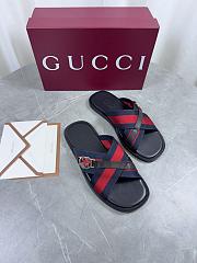 Kitlife Gucci Men Web Sandals with Interlocking GG Dark Blue & Red - 3