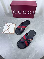 Kitlife Gucci Men Web Sandals with Interlocking GG Dark Blue & Red - 2