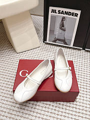 Kitlife Gucci Calf Leather Ballet Flat Shoes White - 1