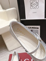 Kitlife Gucci Calf Leather Ballet Flat Shoes Silver - 6