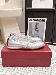 Kitlife Gucci Calf Leather Ballet Flat Shoes Silver - 3