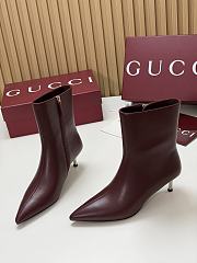 Kitlife Gucci Horsebit Ankle Boots Burgundy with Gold-Tone Plated Stiletto Heels - 1