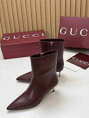 Kitlife Gucci Horsebit Ankle Boots Burgundy with Gold-Tone Plated Stiletto Heels - 2