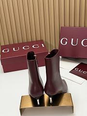 Kitlife Gucci Horsebit Ankle Boots Burgundy with Gold-Tone Plated Stiletto Heels - 3