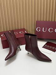 Kitlife Gucci Horsebit Ankle Boots Burgundy with Gold-Tone Plated Stiletto Heels - 5