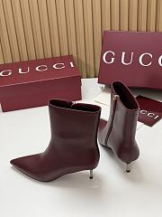 Kitlife Gucci Horsebit Ankle Boots Burgundy with Gold-Tone Plated Stiletto Heels - 4