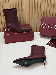 Kitlife Gucci Horsebit Ankle Boots Burgundy with Gold-Tone Plated Stiletto Heels - 6