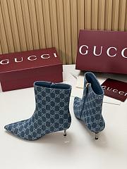 Kitlife Gucci Ankle Boots Blue Denim with Silver-Tone Plated Stiletto Heels - 6