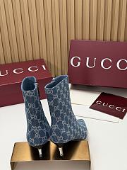 Kitlife Gucci Ankle Boots Blue Denim with Silver-Tone Plated Stiletto Heels - 5