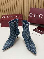 Kitlife Gucci Ankle Boots Blue Denim with Silver-Tone Plated Stiletto Heels - 4