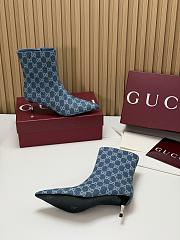 Kitlife Gucci Ankle Boots Blue Denim with Silver-Tone Plated Stiletto Heels - 3