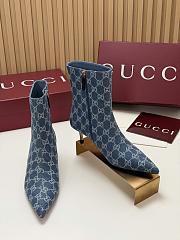 Kitlife Gucci Ankle Boots Blue Denim with Silver-Tone Plated Stiletto Heels - 2