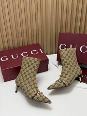 Kitlife Gucci Horsebit Ankle Boots Beige Canvas With Gold-Tone Plated Stiletto Heels  - 5