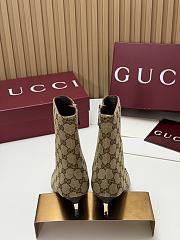 Kitlife Gucci Horsebit Ankle Boots Beige Canvas With Gold-Tone Plated Stiletto Heels  - 4