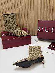 Kitlife Gucci Horsebit Ankle Boots Beige Canvas With Gold-Tone Plated Stiletto Heels  - 3