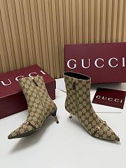 Kitlife Gucci Horsebit Ankle Boots Beige Canvas With Gold-Tone Plated Stiletto Heels  - 2