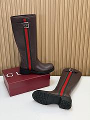 Kitlife Gucci Women's Biker Boot with Web Dark Brown - 3