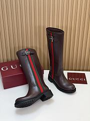 Kitlife Gucci Women's Biker Boot with Web Dark Brown - 4