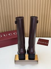 Kitlife Gucci Women's Biker Boot with Web Dark Brown - 2