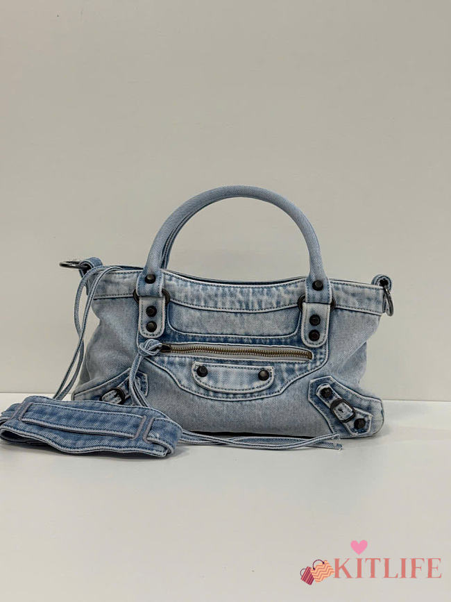 Kitlife Balenciaga Le City Bag in Light Blue Denim 30x20x10cm - 1