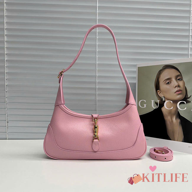 Kitlife Gucci Jackie Slim Small Shoulder Bag Pink Leather 863137 28x16x3.5cm  - 1