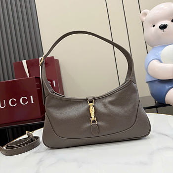 Kitlife Gucci Jackie Slim Small Shoulder Bag Gray Leather 863137 28x16x3.5cm