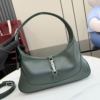 Kitlife Gucci Jackie Slim Small Shoulder Bag Green Leather 863137 28x16x3.5cm 