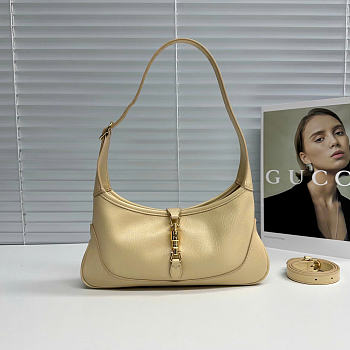 Kitlife Gucci Jackie Slim Small Shoulder Bag Beige Leather 863137 28x16x3.5cm 