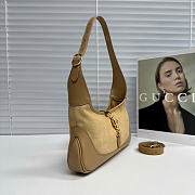Kitlife Gucci Jackie Slim Small Shoulder Bag Beige Suede & Leather 863137 28x16x3.5cm  - 3
