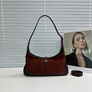 Kitlife Gucci Jackie Slim Small Shoulder Bag Dark Brown Suede & Leather 863137 28x16x3.5cm  - 6