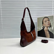 Kitlife Gucci Jackie Slim Small Shoulder Bag Dark Brown Suede & Leather 863137 28x16x3.5cm  - 4