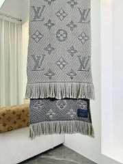 Kitlife Louis Vuitton Logomania Knit Scarf Gray 174x30cm - 3