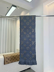Kitlife Louis Vuitton Logomania Knit Scarf Blue 174 x 30 cm  - 1