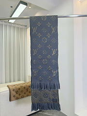 Kitlife Louis Vuitton Logomania Knit Scarf Blue 174 x 30 cm  - 2