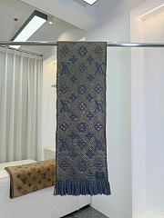 Kitlife Louis Vuitton Logomania Knit Scarf Blue 174 x 30 cm  - 3