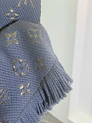 Kitlife Louis Vuitton Logomania Knit Scarf Blue 174 x 30 cm  - 4