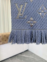 Kitlife Louis Vuitton Logomania Knit Scarf Blue 174 x 30 cm  - 5
