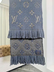 Kitlife Louis Vuitton Logomania Knit Scarf Blue 174 x 30 cm  - 6