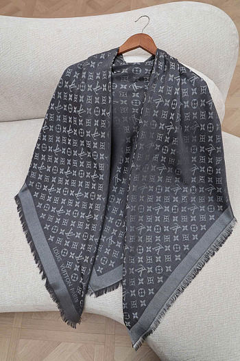 Kitlife Louis Vuitton Monogram Shine Scarf Gray 140x140cm