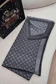 Kitlife Louis Vuitton Monogram Shine Scarf Gray 140x140cm - 4