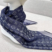 Kitlife Louis Vuitton Monogram Shine Scarf Dark Blue 140x140cm - 6