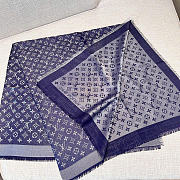 Kitlife Louis Vuitton Monogram Shine Scarf Dark Blue 140x140cm - 5