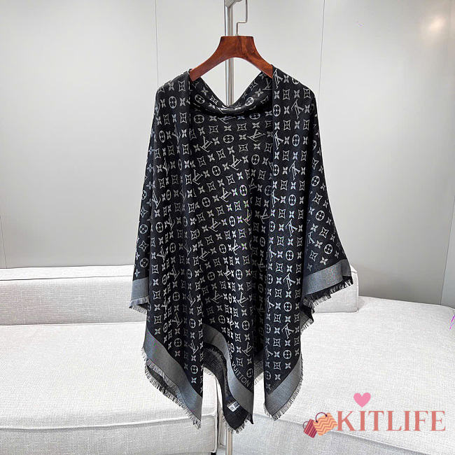 Kitlife Louis Vuitton Monogram Shine Scarf Black 140x140cm  - 1