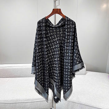 Kitlife Louis Vuitton Monogram Shine Scarf Black 140x140cm 