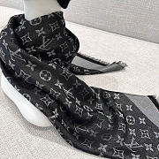 Kitlife Louis Vuitton Monogram Shine Scarf Black 140x140cm  - 6