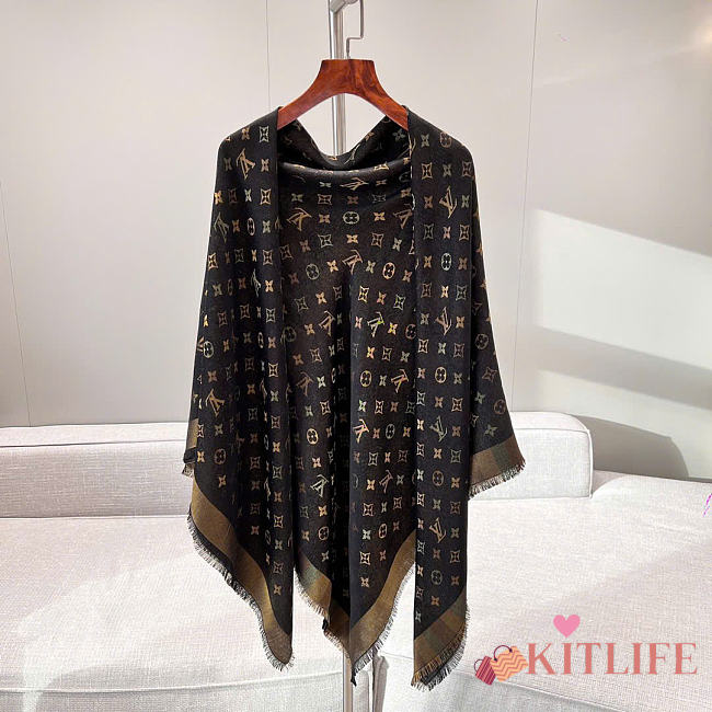 Kitlife Louis Vuitton Monogram Shine Scarf Brown 140x140cm  - 1