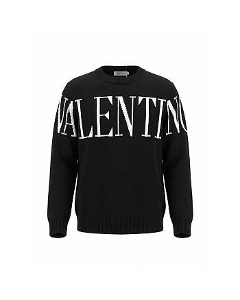 Kitlife Valentino Crewneck Sweater Black with Jacquard Logo
